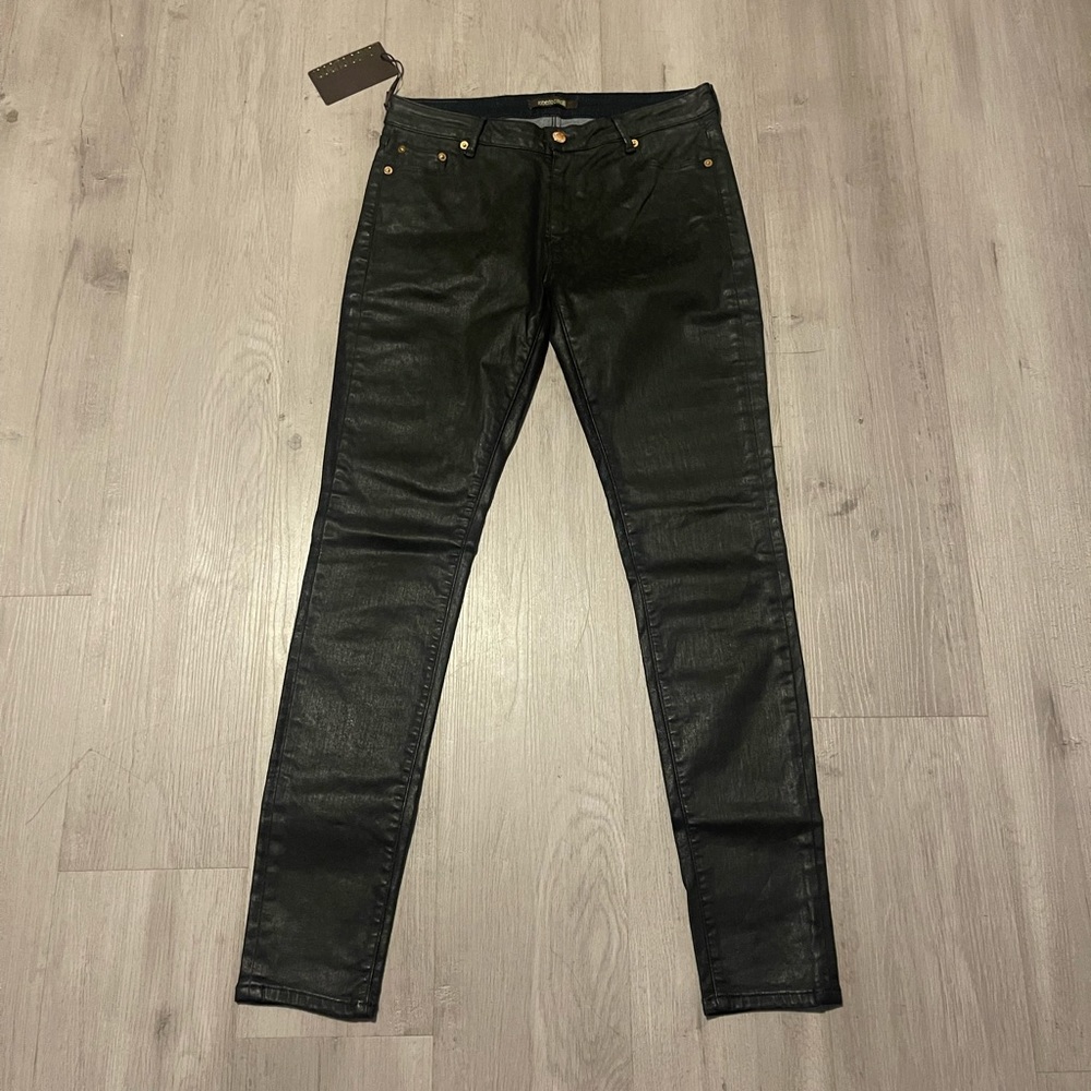 Roberto Cavalli Black Coated Skinny Jeans